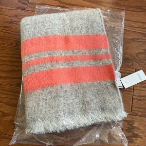 LOFT Gray and Pink Striped Scarf/Wrap